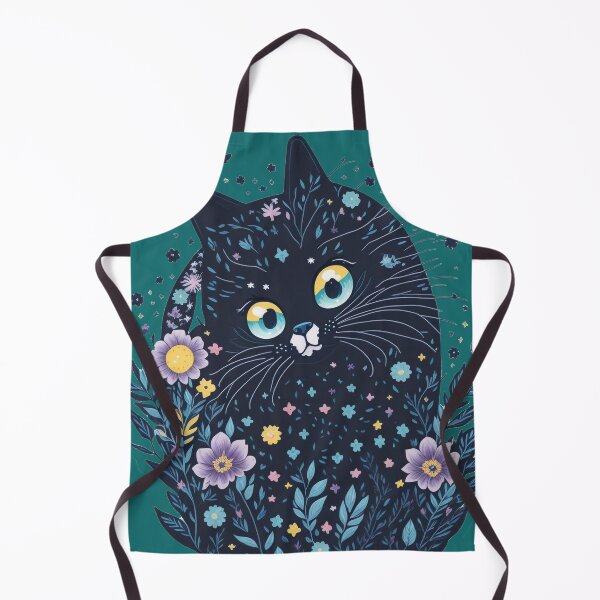 Item preview, Black cat in the field of flowers designed and sold by AQuirkyApple.