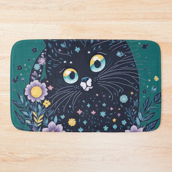 Item preview, Black cat in the field of flowers designed and sold by AQuirkyApple.