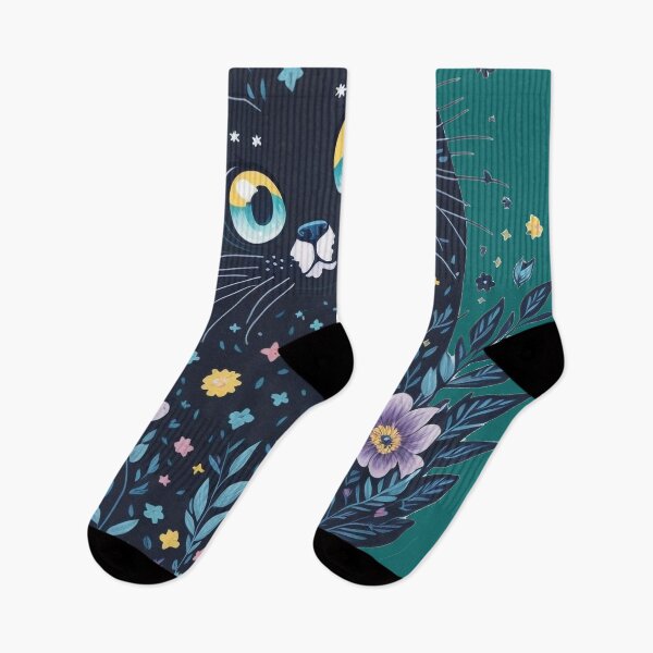 Item preview, Black cat in the field of flowers designed and sold by AQuirkyApple.