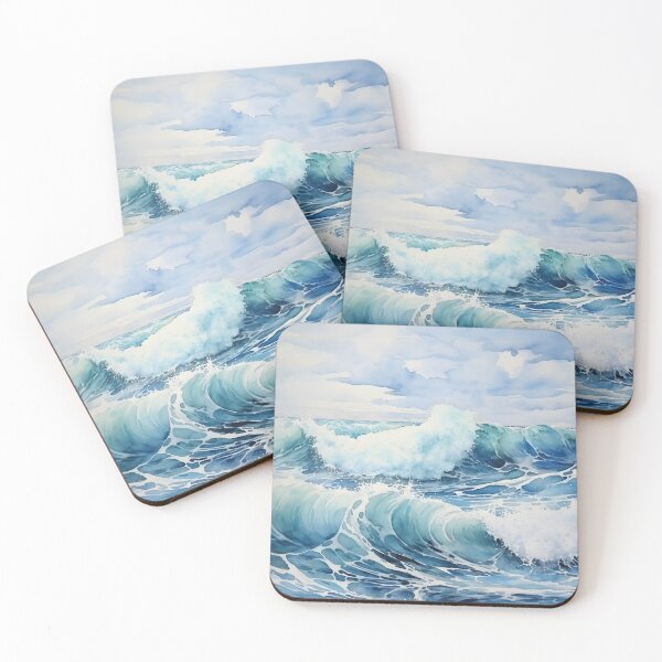 Item preview, Serene Watercolor Ocean Waves Illustration - 2 designed and sold by ShreyaaArts.