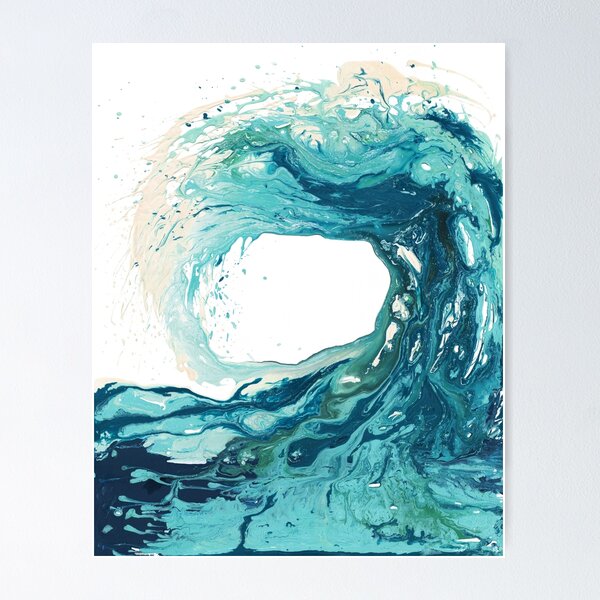 Poster mural nature xxl Wave : papier peint moderne vague bleu