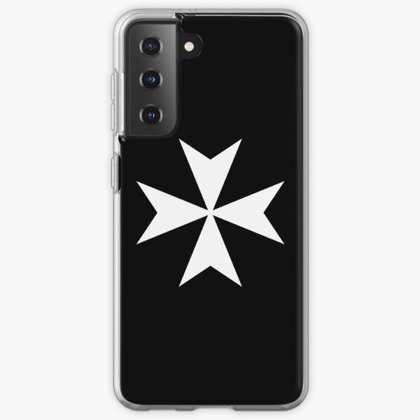 CROSS. MALTA. Maltese, Amalfi Cross, Maltese cross, Knights Hospitaller, WHITE on BLACK. Samsung Galaxy Soft Case