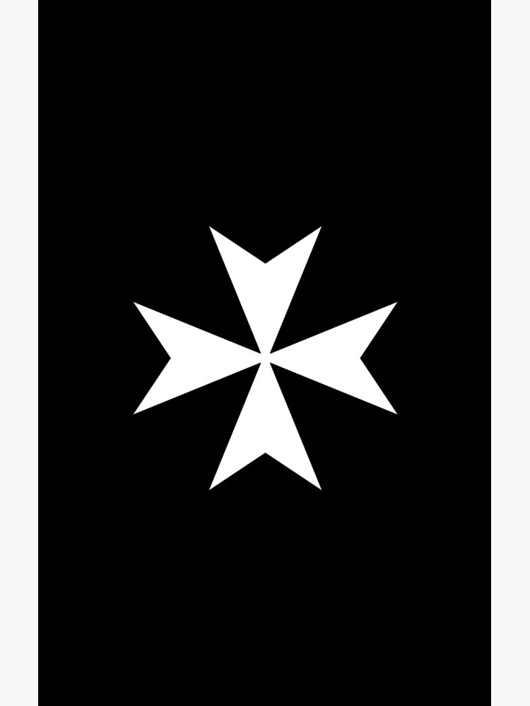 CROSS. MALTA. Maltese, Amalfi Cross, Maltese cross, Knights Hospitaller, WHITE on BLACK. by TOMSREDBUBBLE