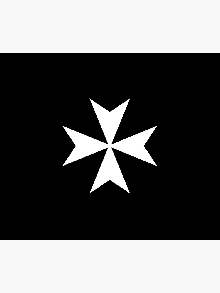 CROSS. MALTA. Maltese, Amalfi Cross, Maltese cross, Knights Hospitaller, WHITE on BLACK. by TOMSREDBUBBLE