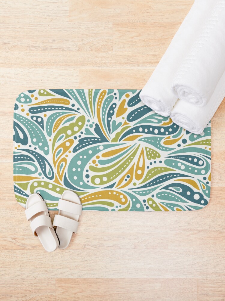 Groovy Splash [bright blue / green] | Bath Mat sold by Emma Fitzgerald ...