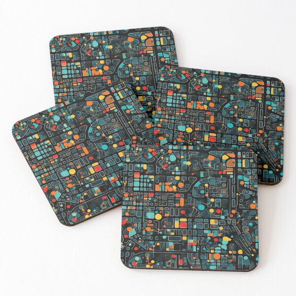Item preview, Colorful fantasy pattern orange blue red green turquoise yellow black ornament City map designed and sold by G-M-Designs.