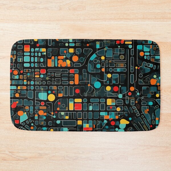Artikelvorschau, Buntes Fantasiemuster orange blau rot grün türkis gelb schwarz Ornamente City map entworfen und verkauft von G-M-Designs.