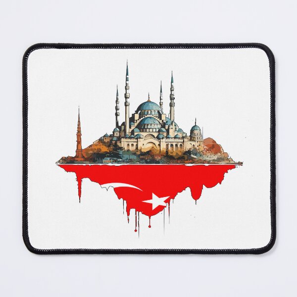 Item preview, Blue Mosque, Istanbul, Turkey view  with flag designed and sold by Urban  Charms.