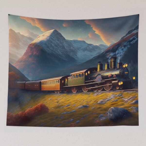 Item preview, Steam train high among the mountains designed and sold by M-Y-A-R-T-.