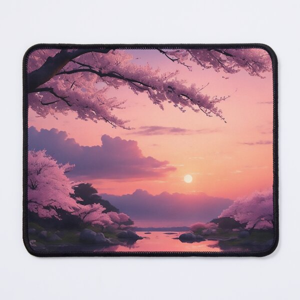 Artikelvorschau, Sakura Blossom Sunset: Captivating Serenity in Pink, Orange, and Purple entworfen und verkauft von CharmingChic.
