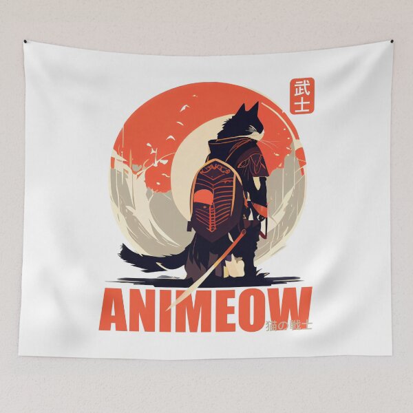 Item preview, Animeow Samurai tall cat walking to its destiny designed and sold by mermaidselina.