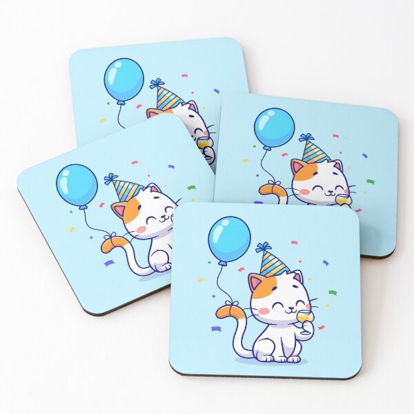 Item preview, Whiskers' Birthday Bash: Cute Cat Balloon Party designed and sold by hjian8219.