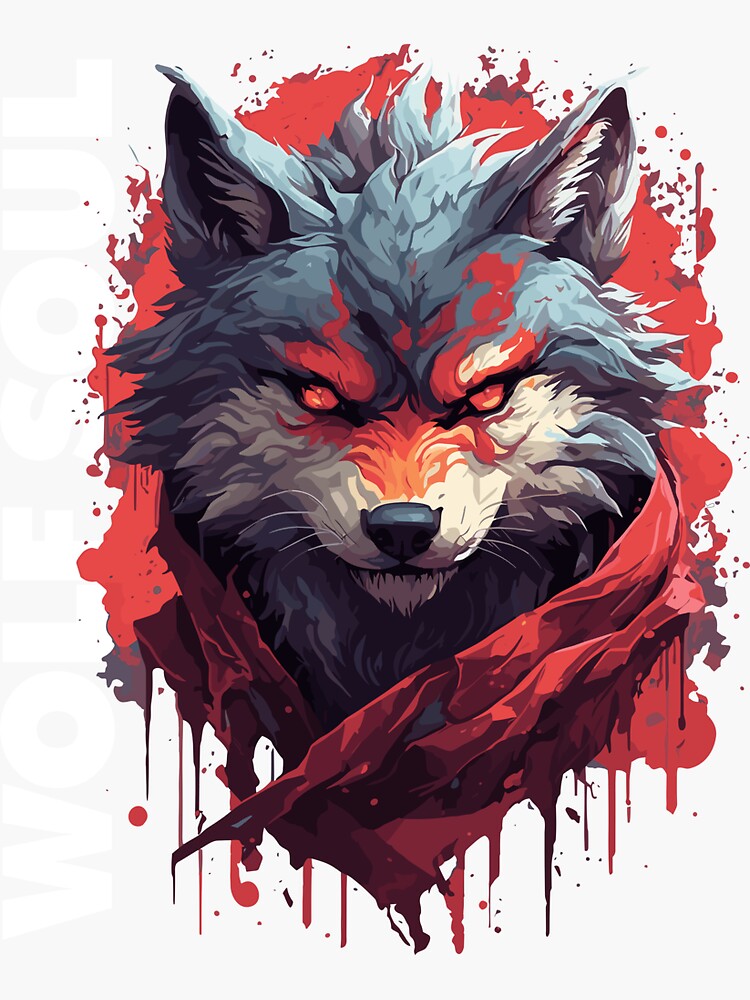 Wolf Soul - Intense Red and Grey Wolf Vector Art Sticker for Sale by  BNCH44 | Redbubble