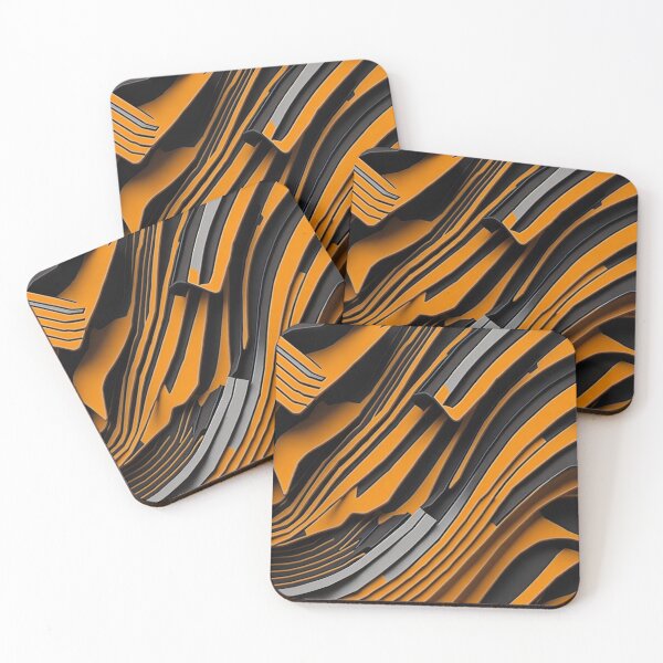 Item preview, Black and Orange Abstract pattern with silver designed and sold by Rothnaric.