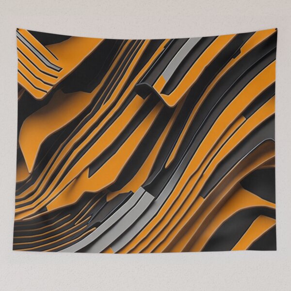 Item preview, Black and Orange Abstract pattern with silver designed and sold by Rothnaric.