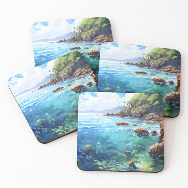 Item preview, Tranquil Ocean Cove | Watercolor Seascape Art designed and sold by Shirtastically.
