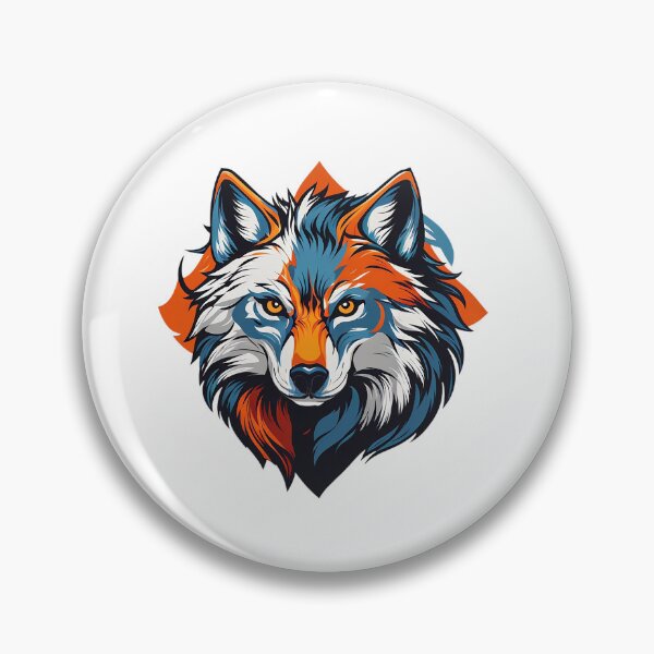 Artikelvorschau, Blaues und orangefarbenes Wolf-Logo im Vektorstil entworfen und verkauft von NordicBadger.