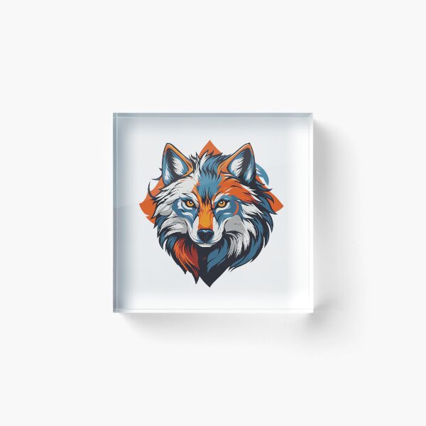 Artikelvorschau, Blaues und orangefarbenes Wolf-Logo im Vektorstil entworfen und verkauft von NordicBadger.