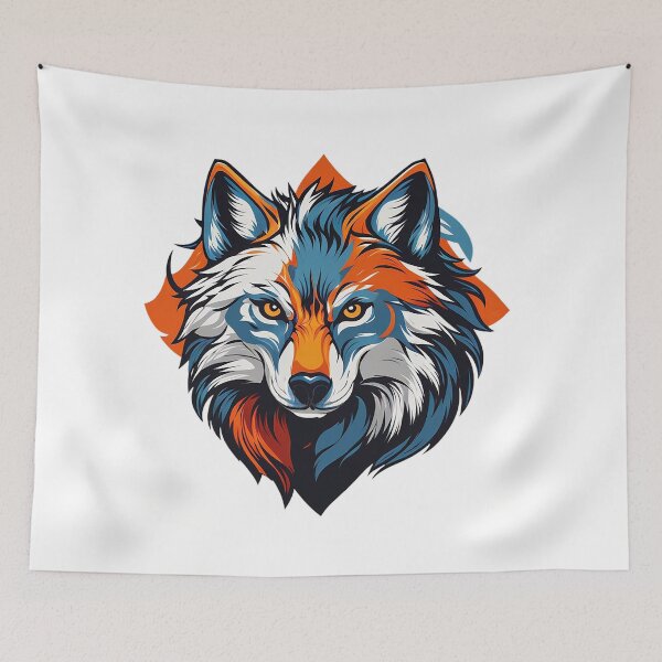 Item preview, Blue and Orange Vector Style Wolf Logo designed and sold by NordicBadger.
