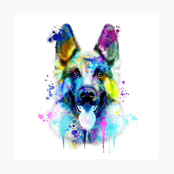 German Shepherd Watercolor, Watercolor Dog print, German ShepherdPortrait, German Shepherd Painting Photographic Print