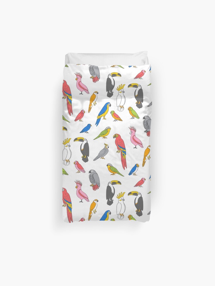 Tropical Birds Jungle Animals Parrots Macaw Toucan Pattern Duvet