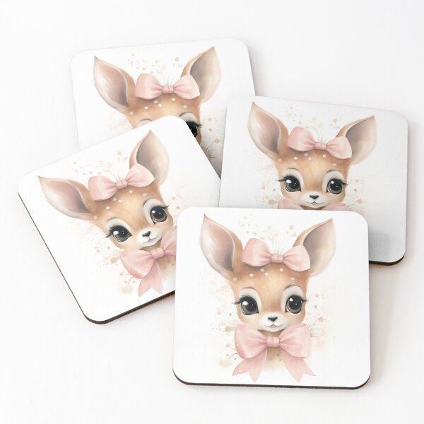 Item preview, Cute Deer Baby Deer with Pink Bow Little Animals Deer Art Nursery Décor Deer PNG  designed and sold by AuroraFantasy.