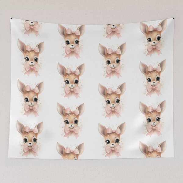 Item preview, Cute Deer Baby Deer with Pink Bow Little Animals Deer Art Nursery Décor Deer PNG  designed and sold by AuroraFantasy.