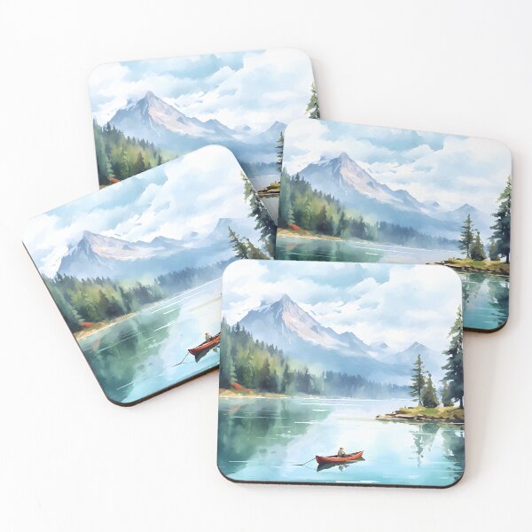 Item preview, Serene Mountain Lake Escape | Watercolor Landscape Canvas designed and sold by Shirtastically.