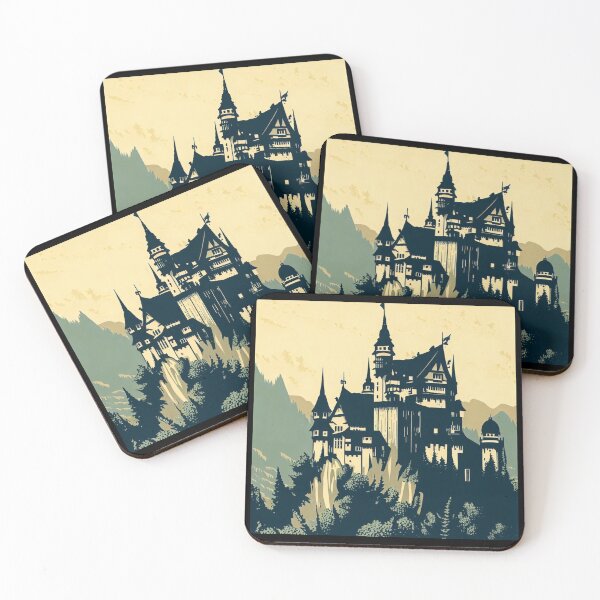 Item preview, Fantasy Medieval Castle - Woodcut 1 designed and sold by CrankyOldDude.
