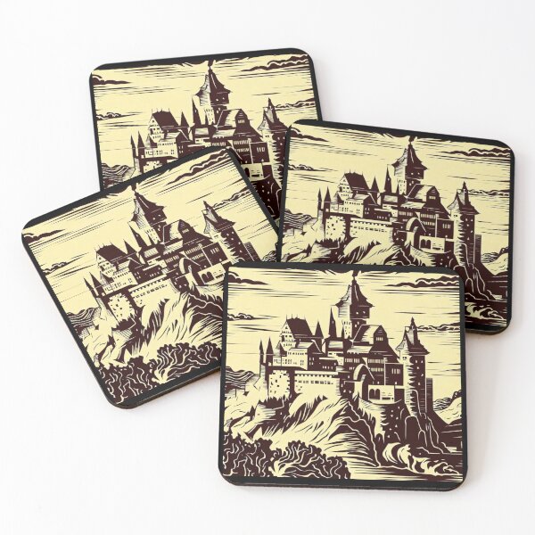 Item preview, Fantasy Medieval Castle - Woodcut 2 designed and sold by CrankyOldDude.