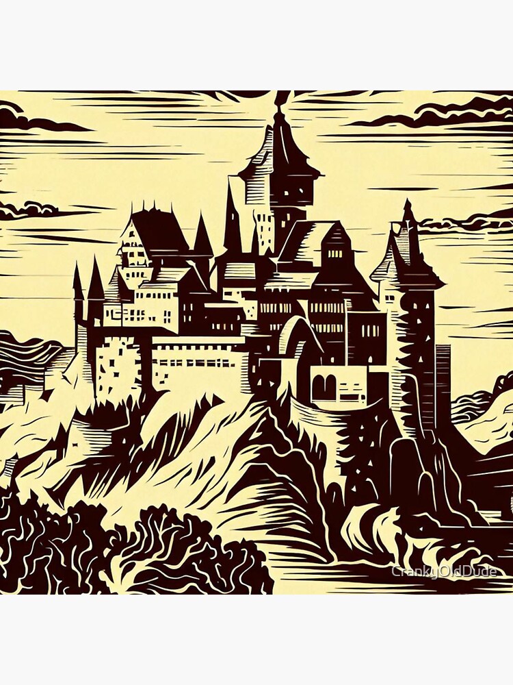 Fantasy Medieval Castle - Woodcut 2 | Sticker