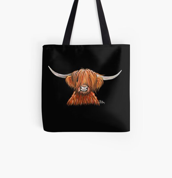 Scottish Hairy Highland Cow ' HARLEY 2 ' by Shirley MacArthur All Over Print Tote Bag