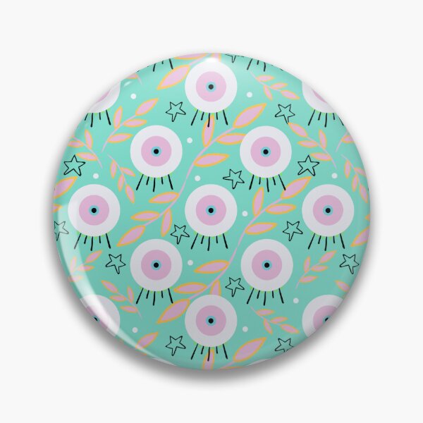 Item preview, Evil Eye with Leaf and Star Pattern in Mint designed and sold by kookimoondesign.