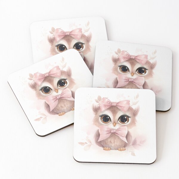 Item preview, Cute Baby Owl with Pink Bow  designed and sold by AuroraFantasy.