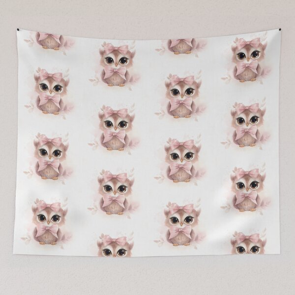 Item preview, Cute Baby Owl with Pink Bow  designed and sold by AuroraFantasy.