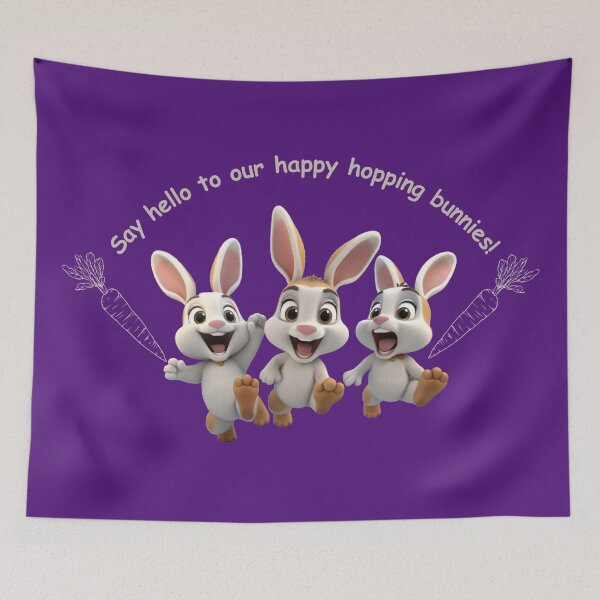 Item preview, Joyful Jumps: The Thrilled Trio of 3D Rendered Rabbits designed and sold by Panadis.