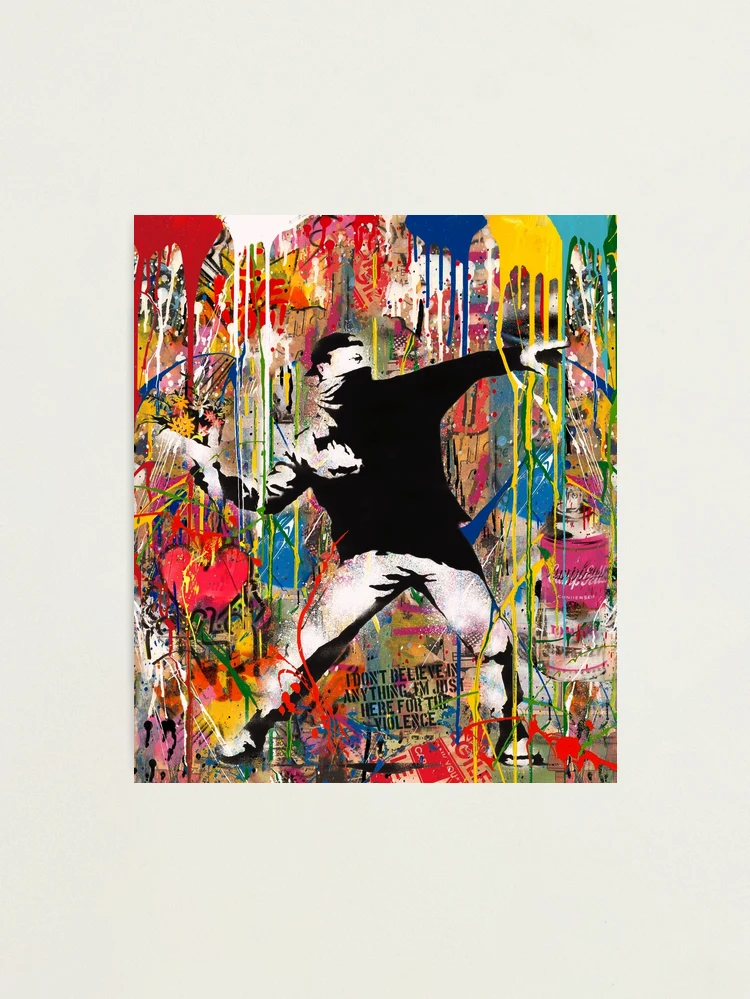 Banksy Flower Thrower Colorful Pop Street Art Mashup | Photographic Print