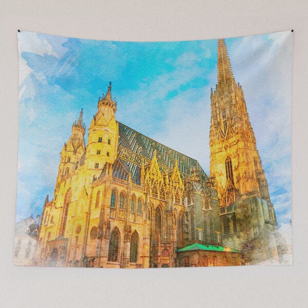 Item preview, A Watercolor Design of the St. Stephen's Cathedral (Stephansdom) in Vienna - Austria designed and sold by Sketch-Shack.