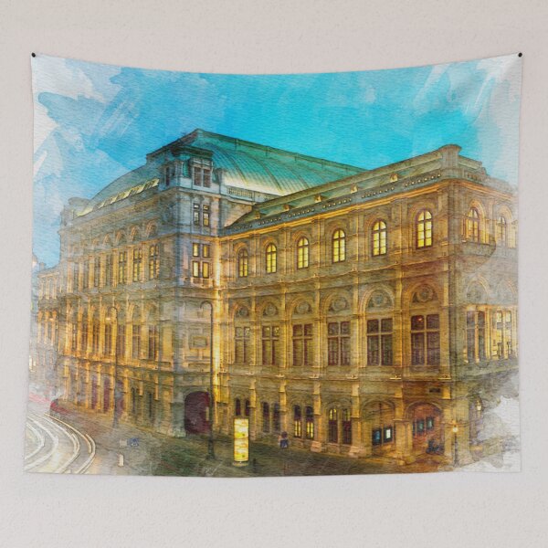 Item preview, A Watercolor Design of the Vienna State Opera in Vienna - Austria designed and sold by Sketch-Shack.