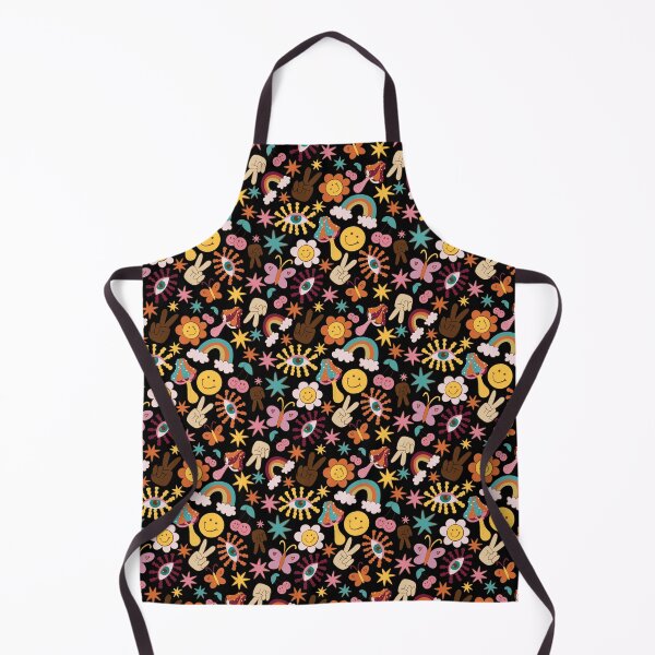 Item preview, Groovy Happy Vibes Retro Pattern in Black designed and sold by kookimoondesign.