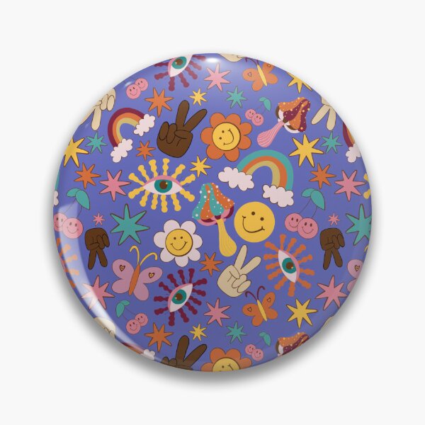 Item preview, Groovy Happy Vibes Retro Pattern in Purple designed and sold by kookimoondesign.