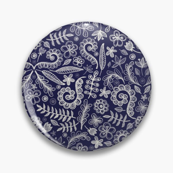 Item preview, Chalkboard Floral Doodle Pattern in Navy & Cream designed and sold by micklyn.