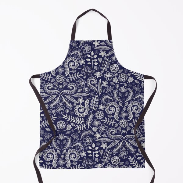 Item preview, Chalkboard Floral Doodle Pattern in Navy & Cream designed and sold by micklyn.
