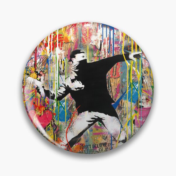 Item preview, Banksy Flower Thrower Colorful Pop Street Art Mashup designed and sold by Teecha.