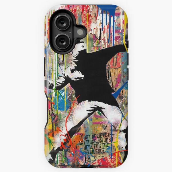 Banksy Flower Thrower Colorful Pop Street Art Mashup iPhone Tough Case