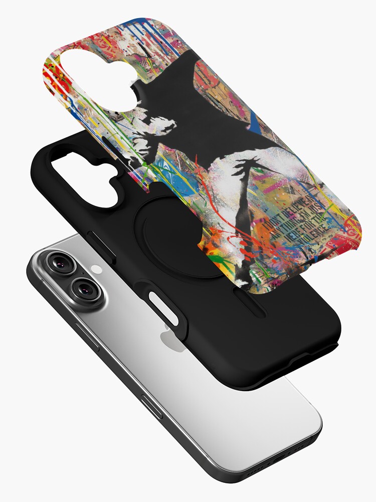 Thumbnail 2 of 4, iPhone Case, Banksy Flower Thrower Colorful Pop Street Art Mashup designed and sold by Teecha.