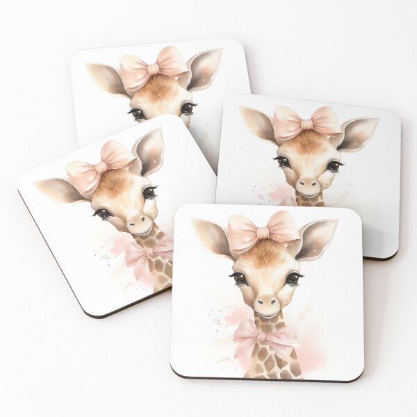 Item preview, Baby Girl Giraffe with Pink Bow Boho Wall Art designed and sold by AuroraFantasy.