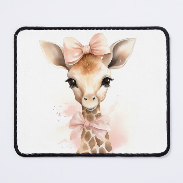 Item preview, Baby Girl Giraffe with Pink Bow Boho Wall Art designed and sold by AuroraFantasy.