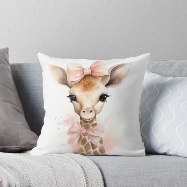 Item preview, Baby Girl Giraffe with Pink Bow Boho Wall Art designed and sold by AuroraFantasy.