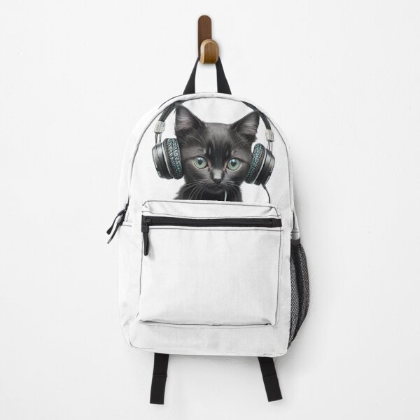 Item preview, Black Kitten wearing headphones - Cat Cute Gift merch - Bali Color designed and sold by MaFleiva.